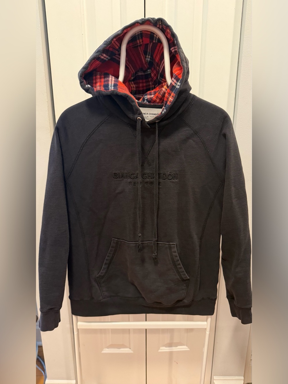 Bianca Chandon NY Black Plaid Hoodie Women’s Size S Rare